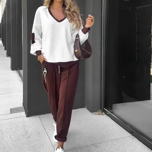 🔥 SLUTPRIS! 🔥 Set med huvtröja och joggingbyxor i färgblock