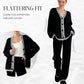 🎀Ultimat bekväma loungekläder - 50% rabatt under en begränsad tid🎀Snyggt tvådelat set med stickad kofta och vida byxor för kvinnor