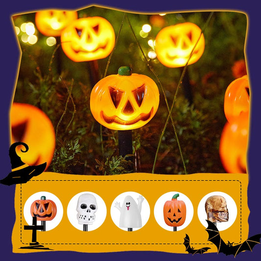Halloween Pumpa Trädgårdssolcellslampa på Spett
