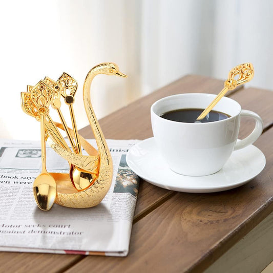 Kreativt kaffeskedset i svanform (6 skedar)