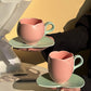 Keramisk kaffekopp med fat