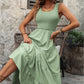 Women's Sleeveless Pleated Tiered Midi Dress
