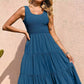 Women's Sleeveless Pleated Tiered Midi Dress