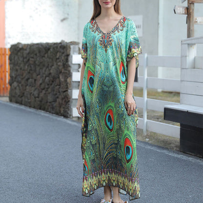 🦚Peacock Print Beach Cover Up 🏖️