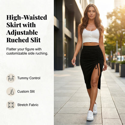 Rynkad bodycon-kjol med hög midja för dam