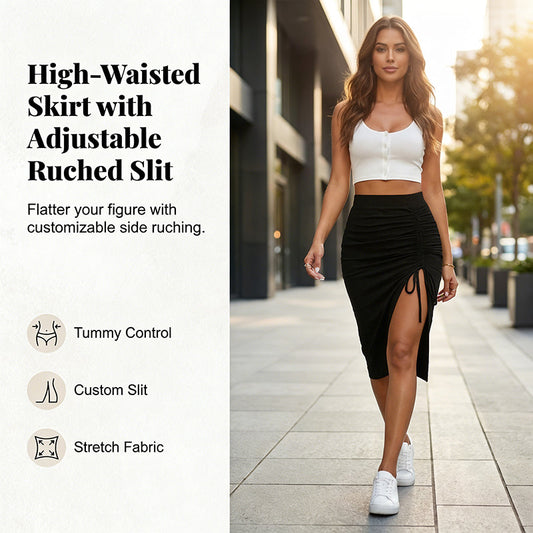 Rynkad bodycon-kjol med hög midja för dam