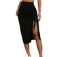 Rynkad bodycon-kjol med hög midja för dam