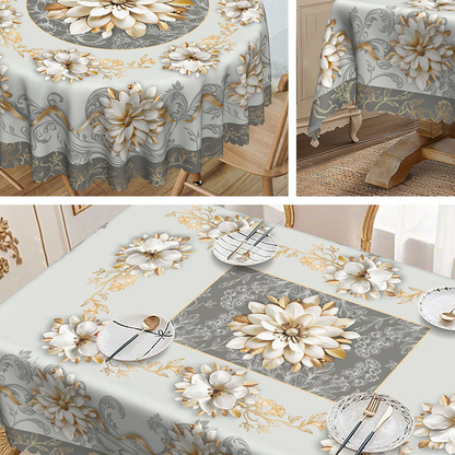 🎉 LIMITED TIME 50% OFF! 🌸 Elegant Waterproof Embossed Floral Tablecloth – Oil-Proof, Durable Polyester & Easy Clean for Dining ✨