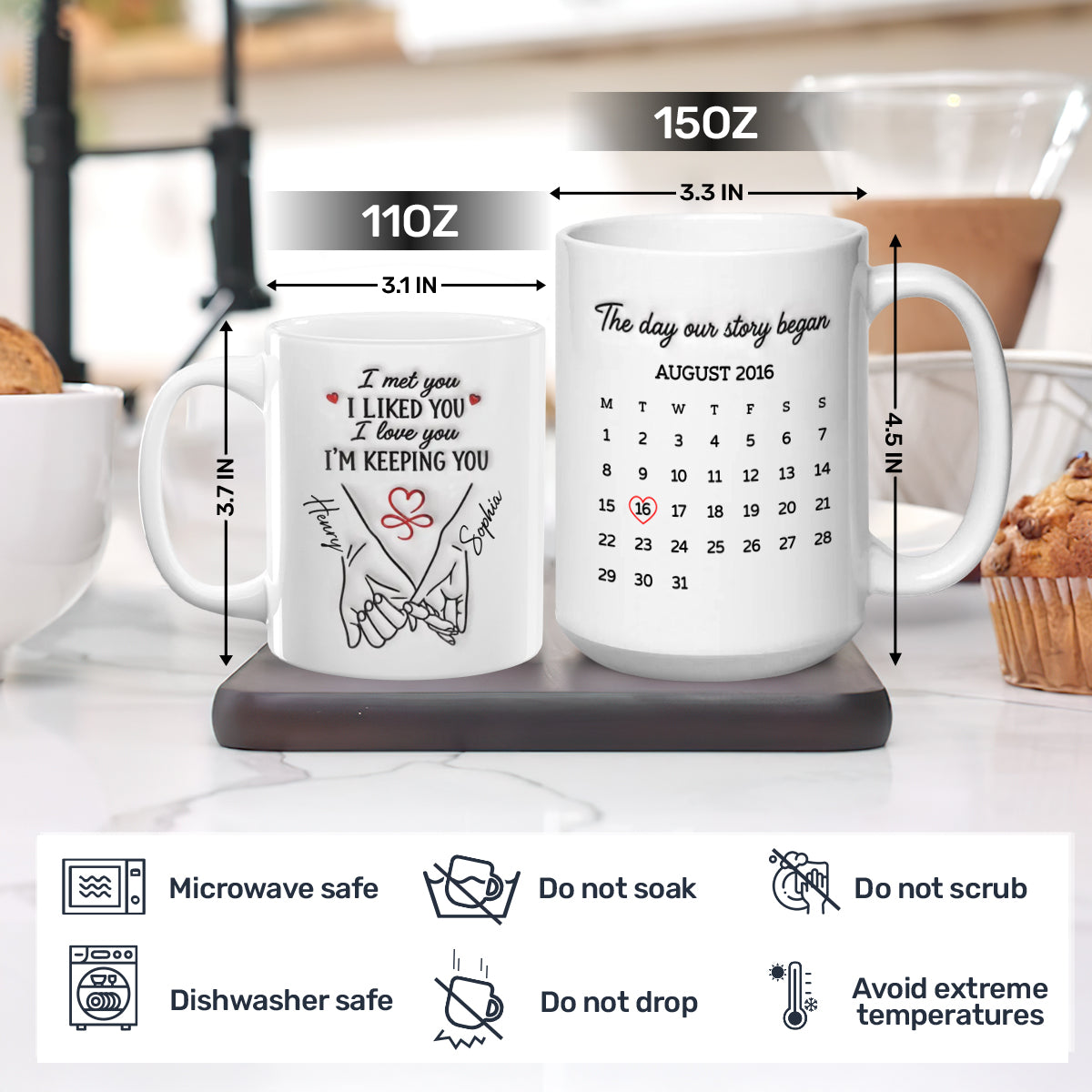 The Day Our Story Began - Personalized Ceramic Coffee Mug